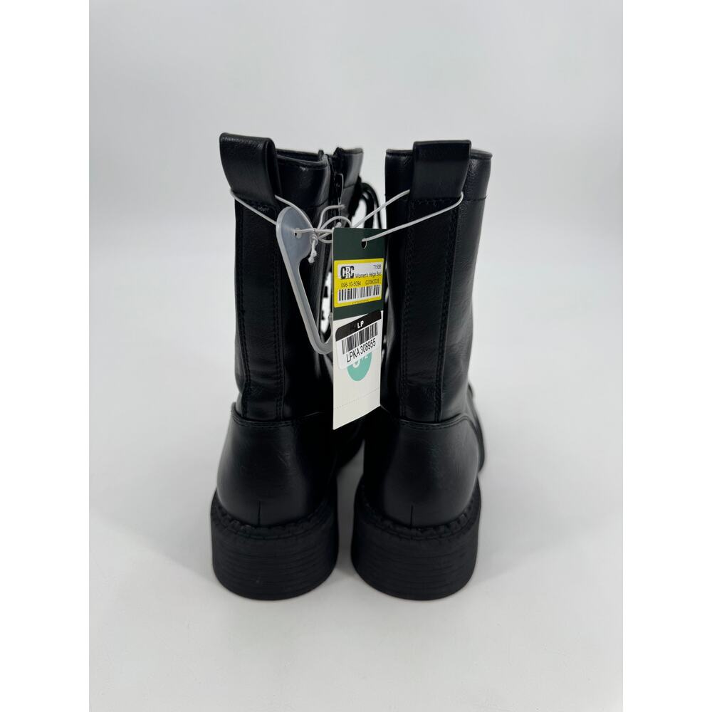 Wild Fable Helga Combat Boots Black Lace Up Side Zip Cap Toe Brogue Womens 8.5 - Picture 7 of 9